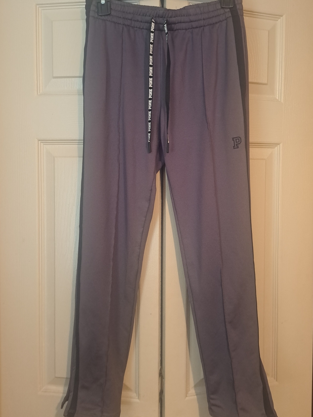 Logo WomensGray Track Pants with Side Stripes